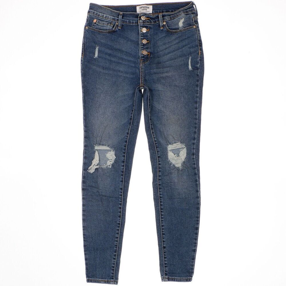 Denizen Jeans Juniors Size 9 High Rise Jegging Distressed Button Stretch 28x26.5